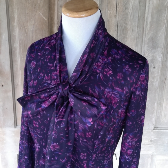 Vintage Purple Bow Tie Dress - Picture 2 of 8